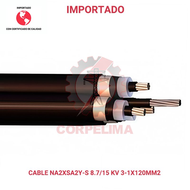 CABLE DE ALUMINIO NA2XSA2Y-S 8.7/15KV 3-1x120mm2