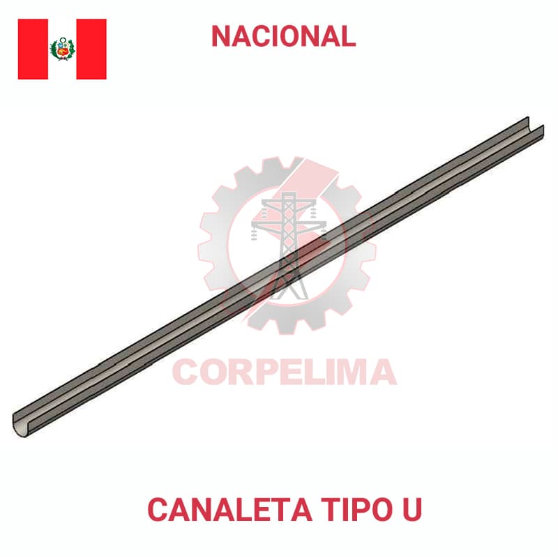 Canaleta tipo U 1/16” de acero galvanizado para cable de fibra óptica.