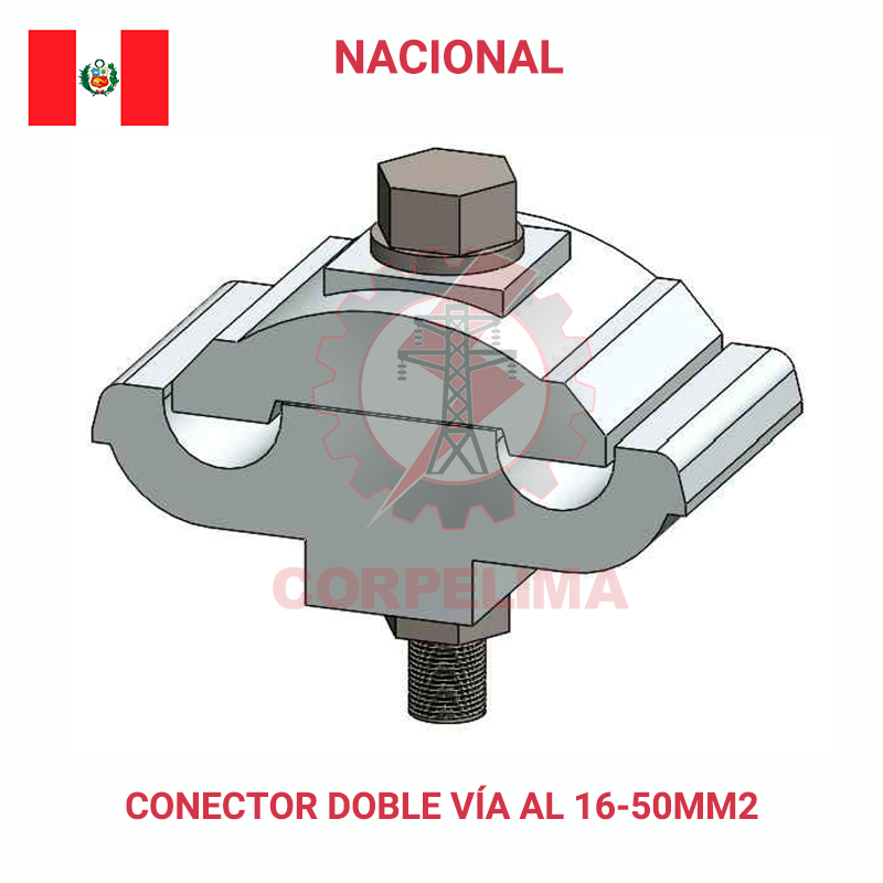 Conector doble vía aluminio AL 16-50mm2 de un perno para redes eléctricas