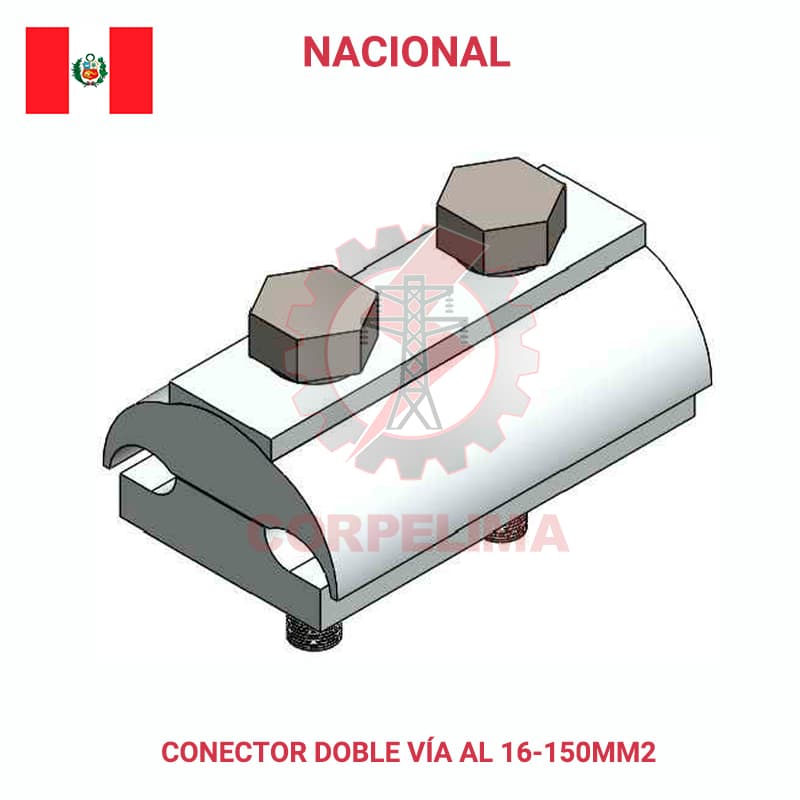 Conector doble vía aluminio Al 16-150 mm2 de 2 pernos