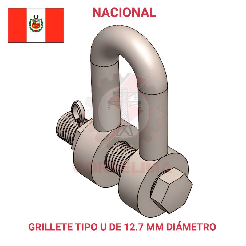 GRILLETE TIPO U RECTO DE 01/2" F°G°