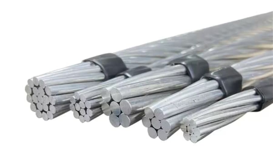 Estructura del cable de aluminio AAAC Detalle del cable de aluminio AAAC mostrando hilos de aleación de aluminio trenzados