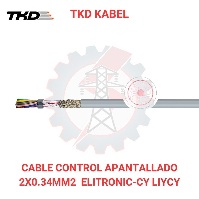 Cable control apantallado 2x0.34mm2 22AWG ELITRONIC-CY LIYCY TKD KABEL para señalización industrial