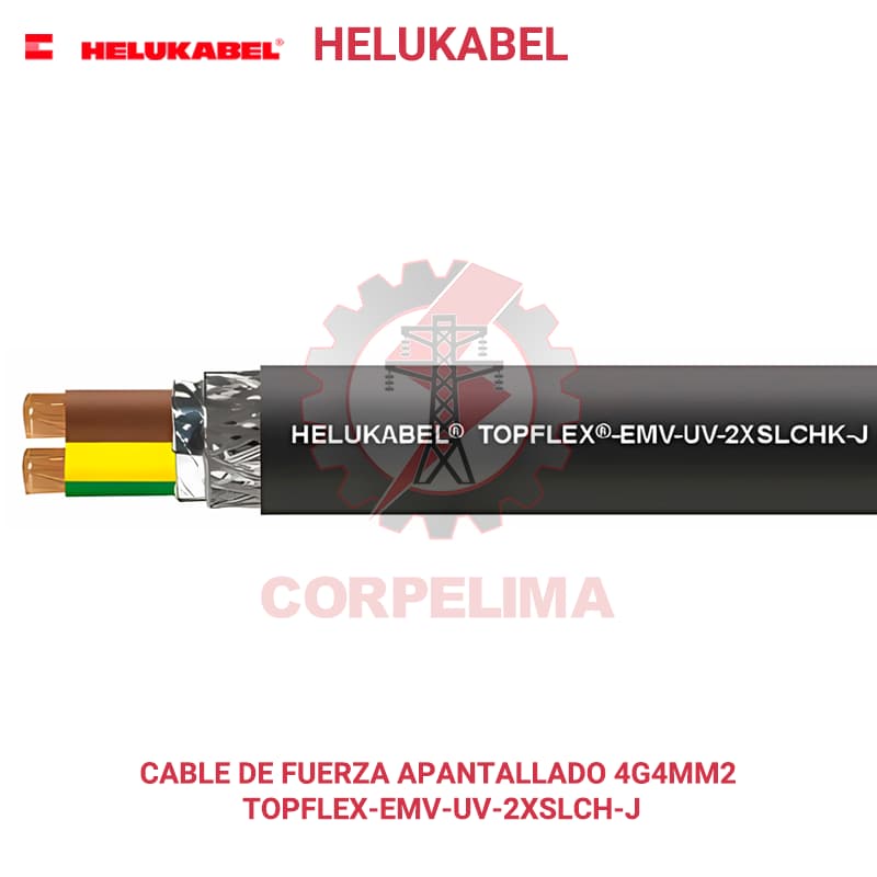 Cable de fuerza apantallado 4G4mm2 TOPFLEX-EMV-UV-2XSLCH-J para motores con variador de frecuencia