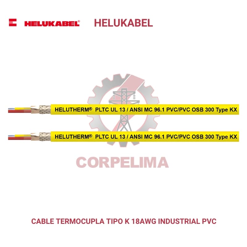 Cable sensor térmico industrial blindado 18AWG HELUKABEL, en Perú.